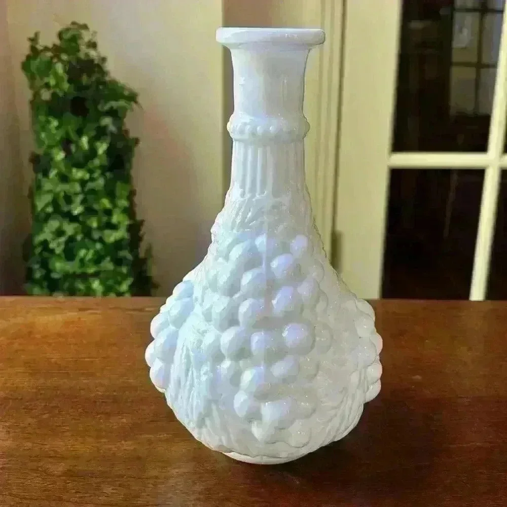 Vintage 1940's Milk Glass Decanter Grape Pattern...Does Not Have A Stopper